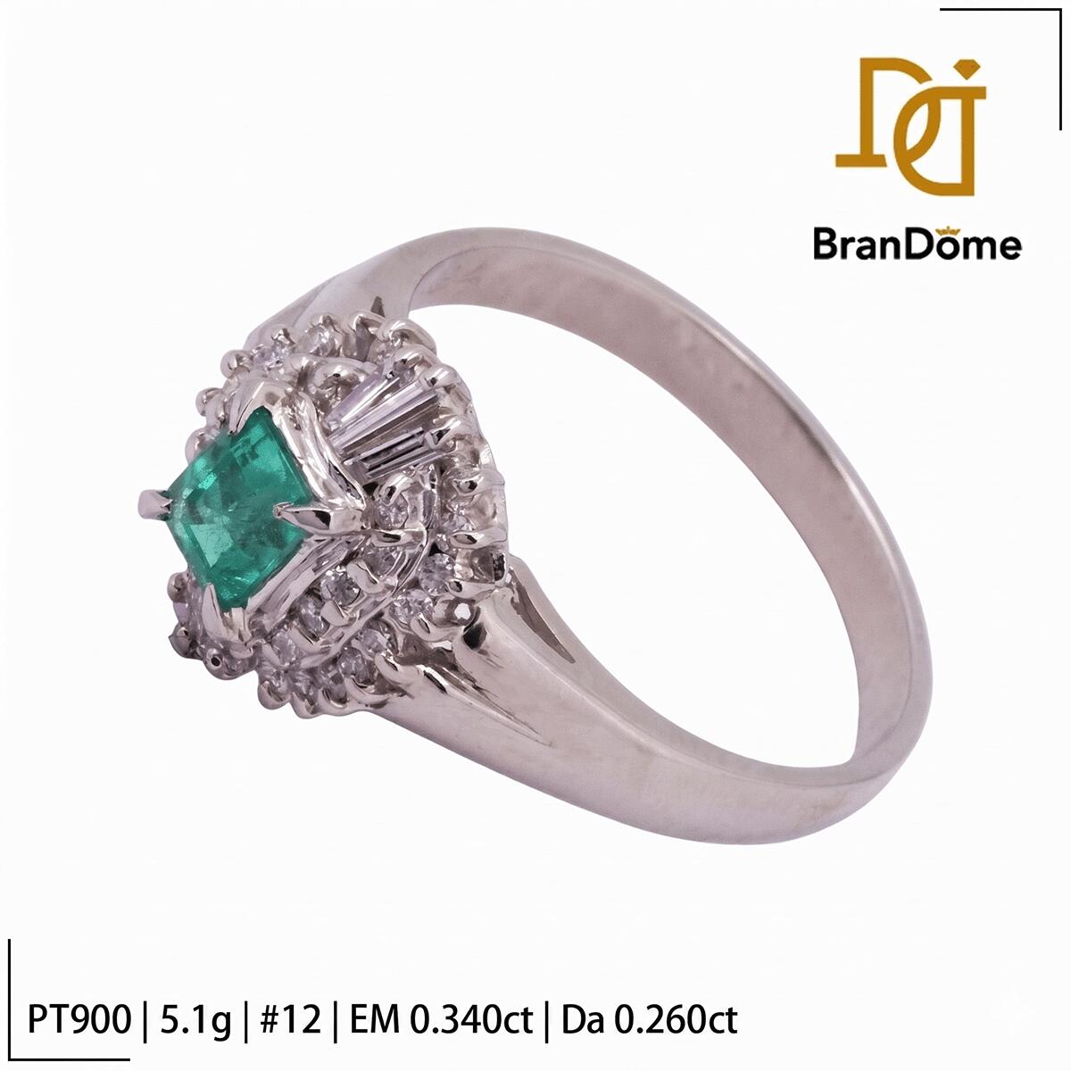 Emerald - 【5/23〜27 マラソン★全品ポイント2倍】【中古】 リング エメラルド 0.34ct ダイヤモンド 0.26ct PT900 プラチナ #52 約12号 指輪 レディース ジュエリー ring