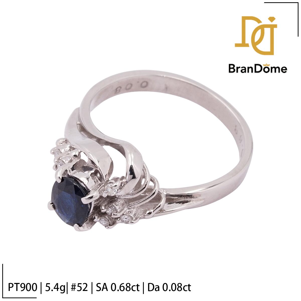 Rakuten - 【中古】 リング サファイア 0.68ct ダイヤモンド 0.08ct PT900 プラチナ #52 約12号 指輪 レディース ジュエリー ring
