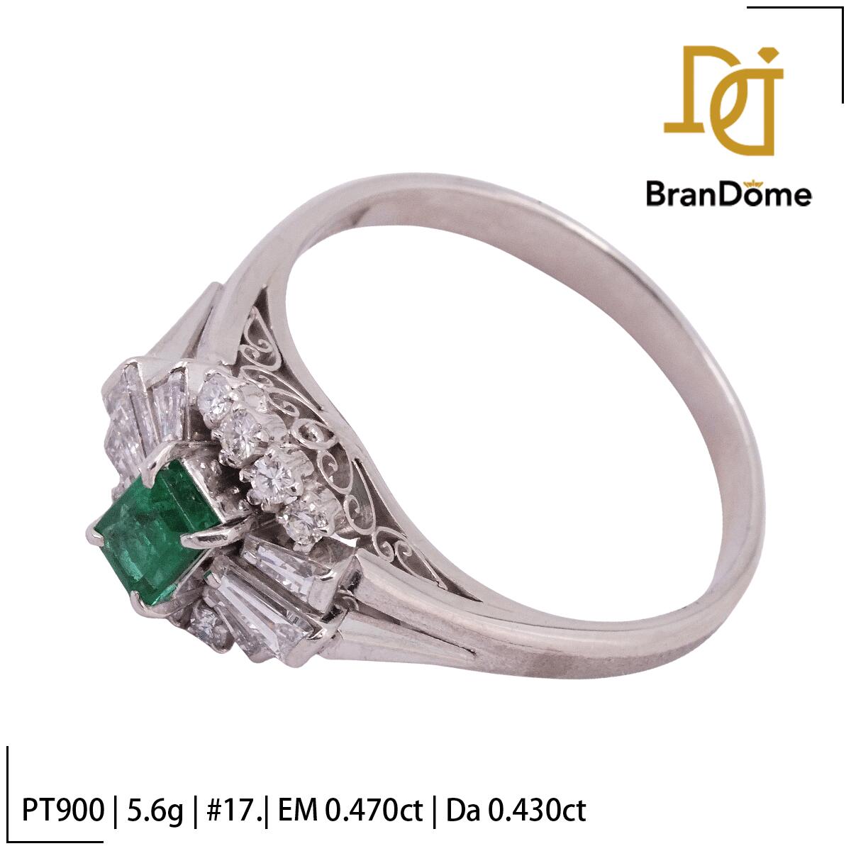Rakuten - 【中古】 リング SQP7676 エメラルド 0.47ct ダイヤモンド 0.43ct PT850 プラチナ #57 約17号 指輪 レディース ジュエリー ring