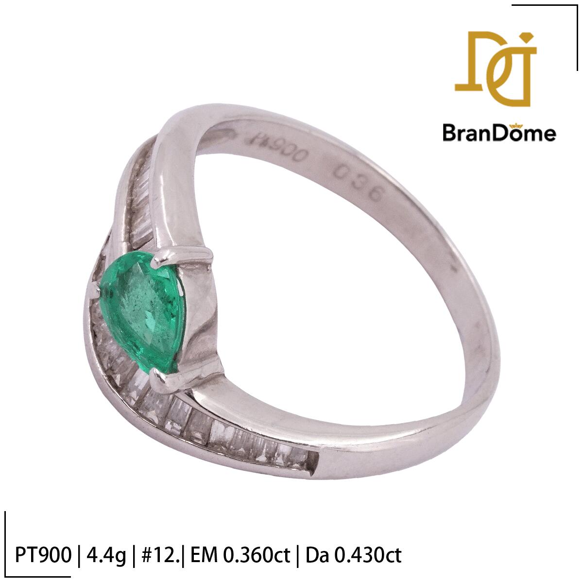 Rakuten - 【中古】 リング ISHIKAWA SCP7680 エメラルド 0.36ct ダイヤモンド 0.43ct PT900 プラチナ #52 約12号 指輪 レディース ジュエリー ring