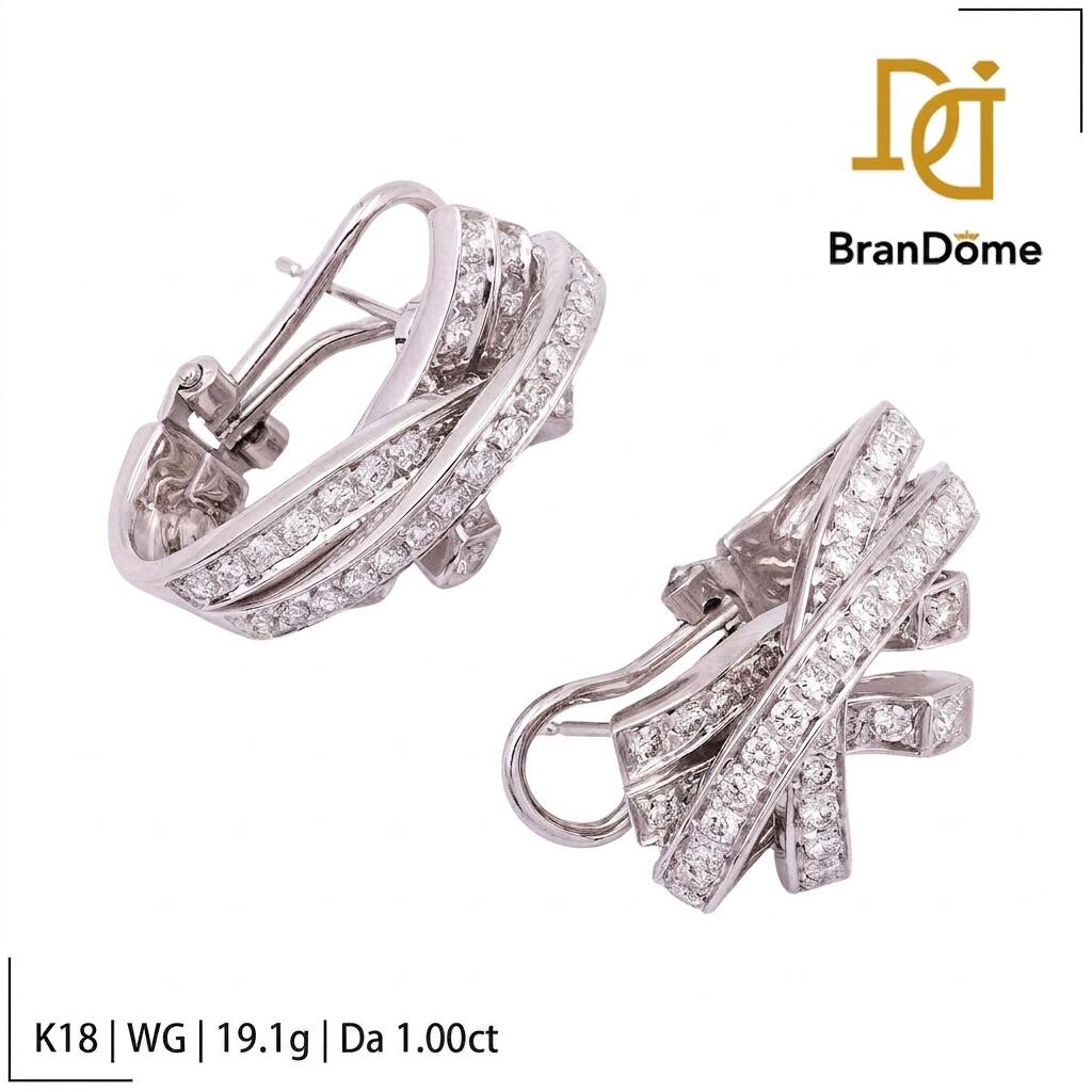 Rakuten - 【中古】 ピアス ダイヤモンド 1ct K18 WG ホワイトゴールド 750 レディース ジュエリー pierce