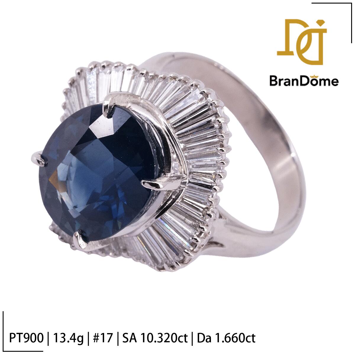 Rakuten - 【中古】 リング Thaliand Heated サファイア 10.32ct ダイヤモンド 1.66ct PT900 プラチナ #57 約17号 指輪 レディース ジュエリー ring