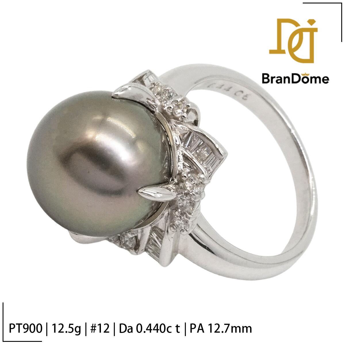 Rakuten - 【中古】 リング 黒蝶 ダイヤモンド 0.44ct パール 12.7mm PT900 プラチナ #52 約12号 指輪 レディース ジュエリー ring