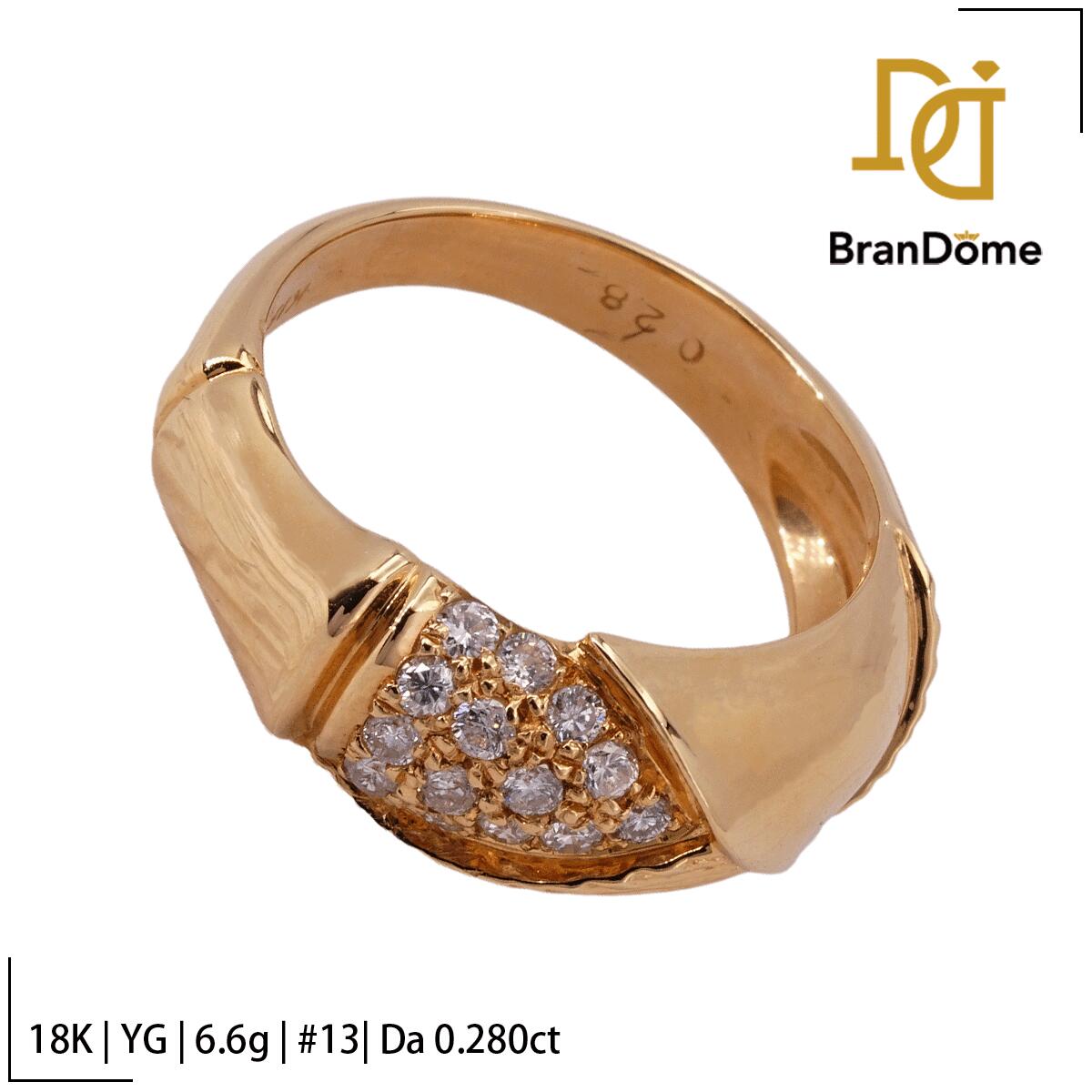 Rakuten - 【中古】 リング ダイヤモンド 0.28ct K18 YG イエローゴールド #53 約13号 指輪 750 レディース ジュエリー ring