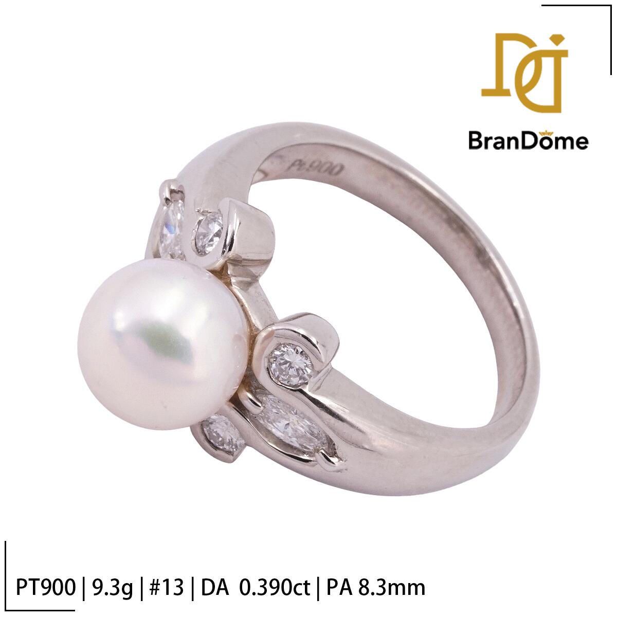 Rakuten - 【中古】 リング ダイヤモンド 0.39ct パール 8.3mm PT900 プラチナ #53 約13号 指輪 レディース ジュエリー ring