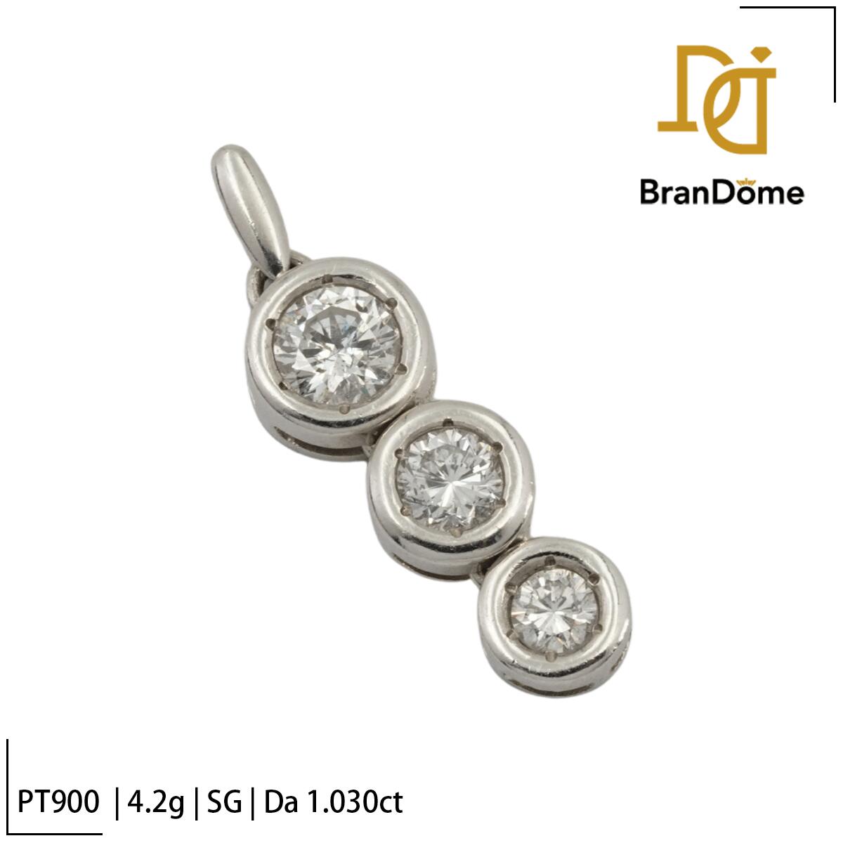 Rakuten - 【中古】 ペンダント 3PD ダイヤモンド 1.030ct PT900 プラチナ レディース ジュエリー pendant