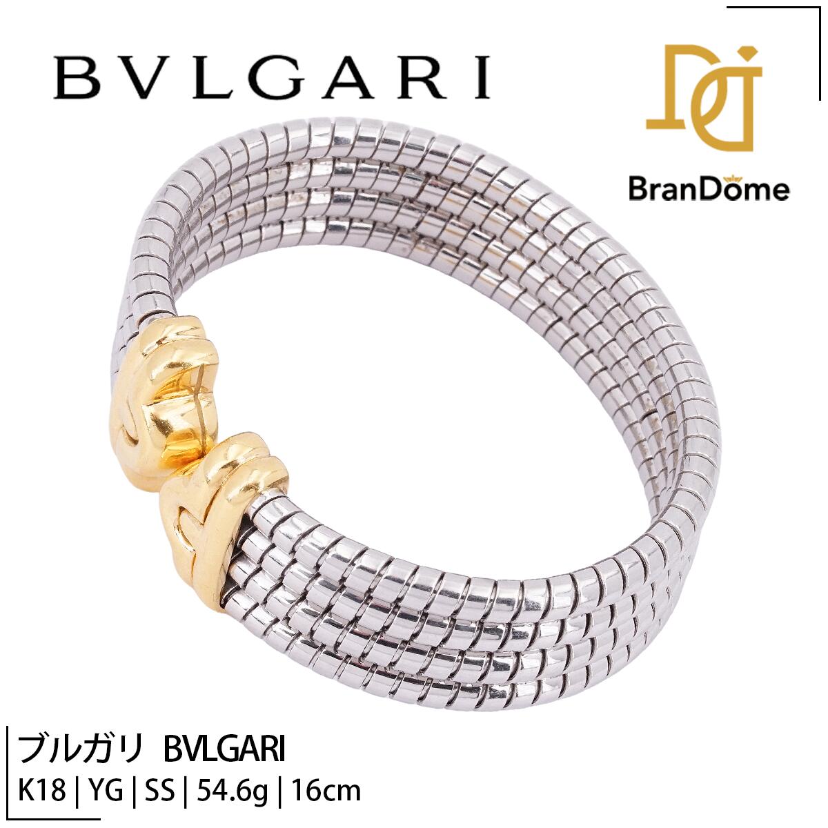����š� �֥륬�� BVLGARI �Х󥰥� �ȥ��ܥ��� K18 YG ��������������� SS ���ƥ�쥹 �����Ĺ����16cm 750 ��ǥ����� ���奨�꡼...