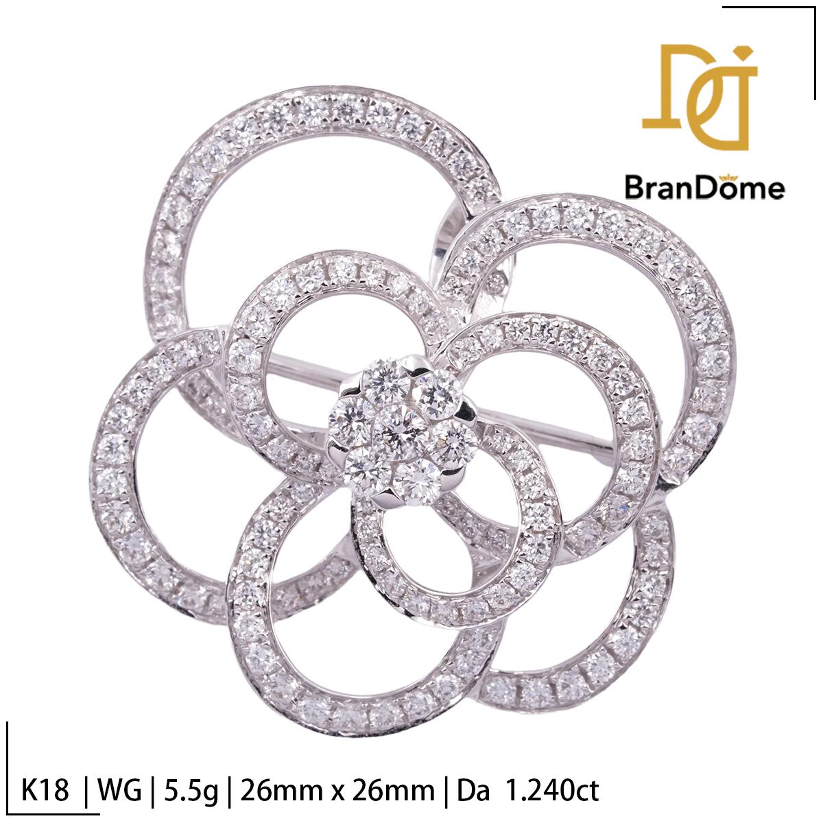 Rakuten - 【中古】 ブローチ ダイヤモンド 1.24ct K18 WG ホワイトゴールド 750 レディース ジュエリー brooch