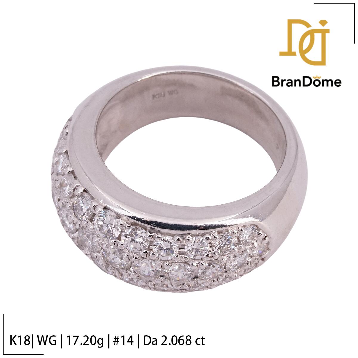 Diamond - 【中古】 リング ダイヤモンド 2.068ct K18 WG ホワイトゴールド #54 約14号 指輪 750 レディース ジュエリー ring