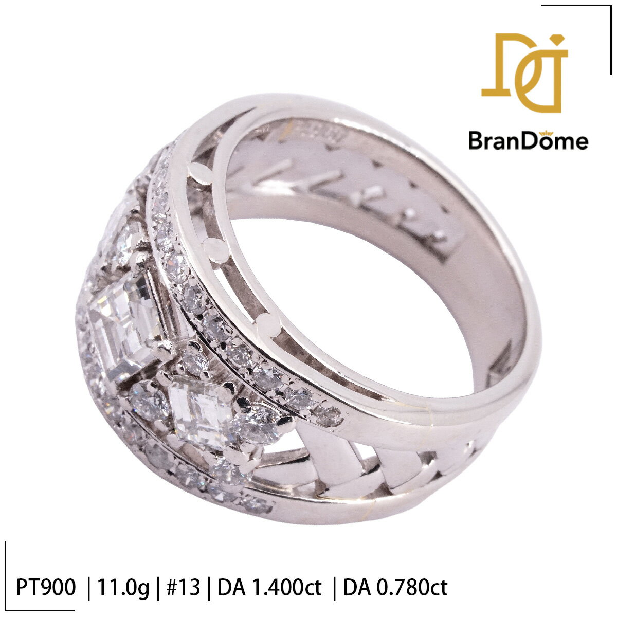 Rakuten - 【中古】 リング ダイヤモンド 1.4ct ダイヤモンド 0.78ct PT900 プラチナ #53 約13号 指輪 レディース ジュエリー ring
