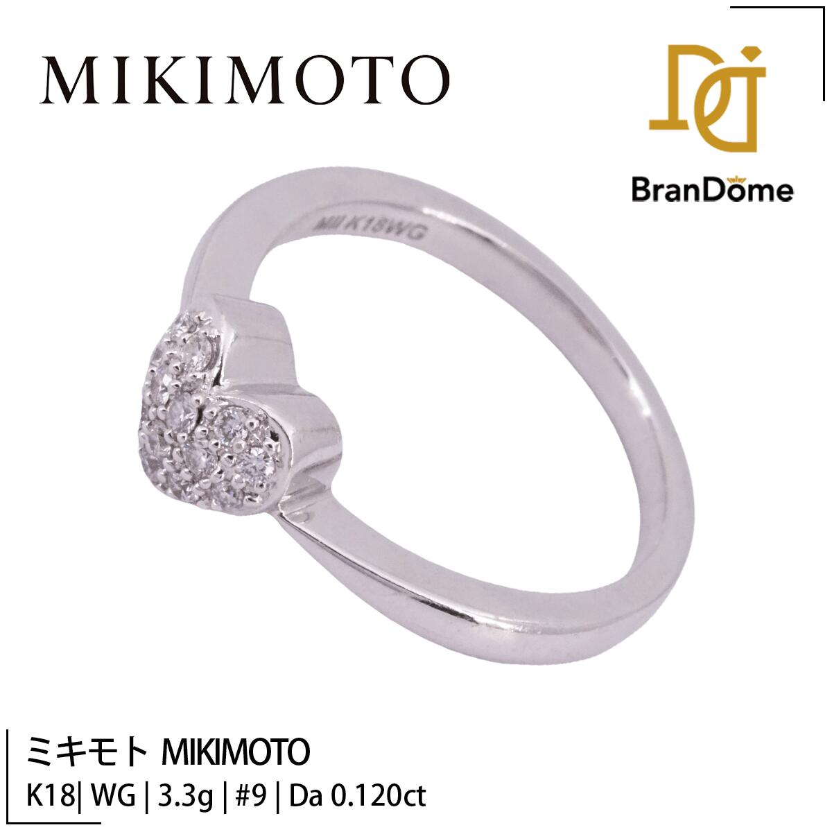 Rakuten - 【中古】 ミキモト MIKIMOTO 御木本 リング ペルリータ ハートモチーフ ダイヤモンド 0.12ct K18 WG ホワイトゴールド #49 約9号 指輪 750 レディース ジュエリー PERLITA ring