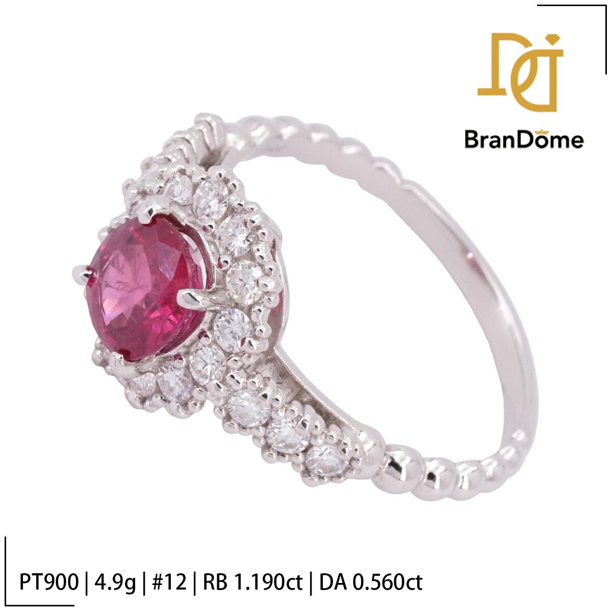 Rakuten - 【中古】 リング Thailand（タイ産） ルビー 1.19ct ダイヤモンド 0.56ct PT900 プラチナ #52.5 約12号 指輪 レディース ジュエリー ring
