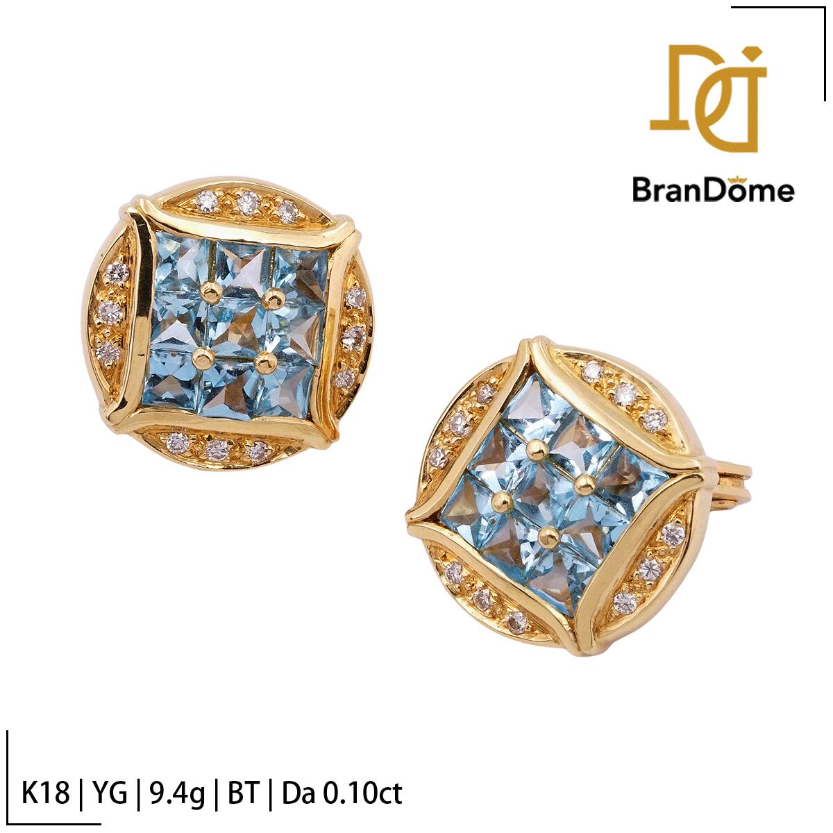 Rakuten - 【中古】 イヤリング ブルートパーズ ダイヤモンド 0.1ct 0.1ct K18 YG イエローゴールド 750 レディース ジュエリー earrings