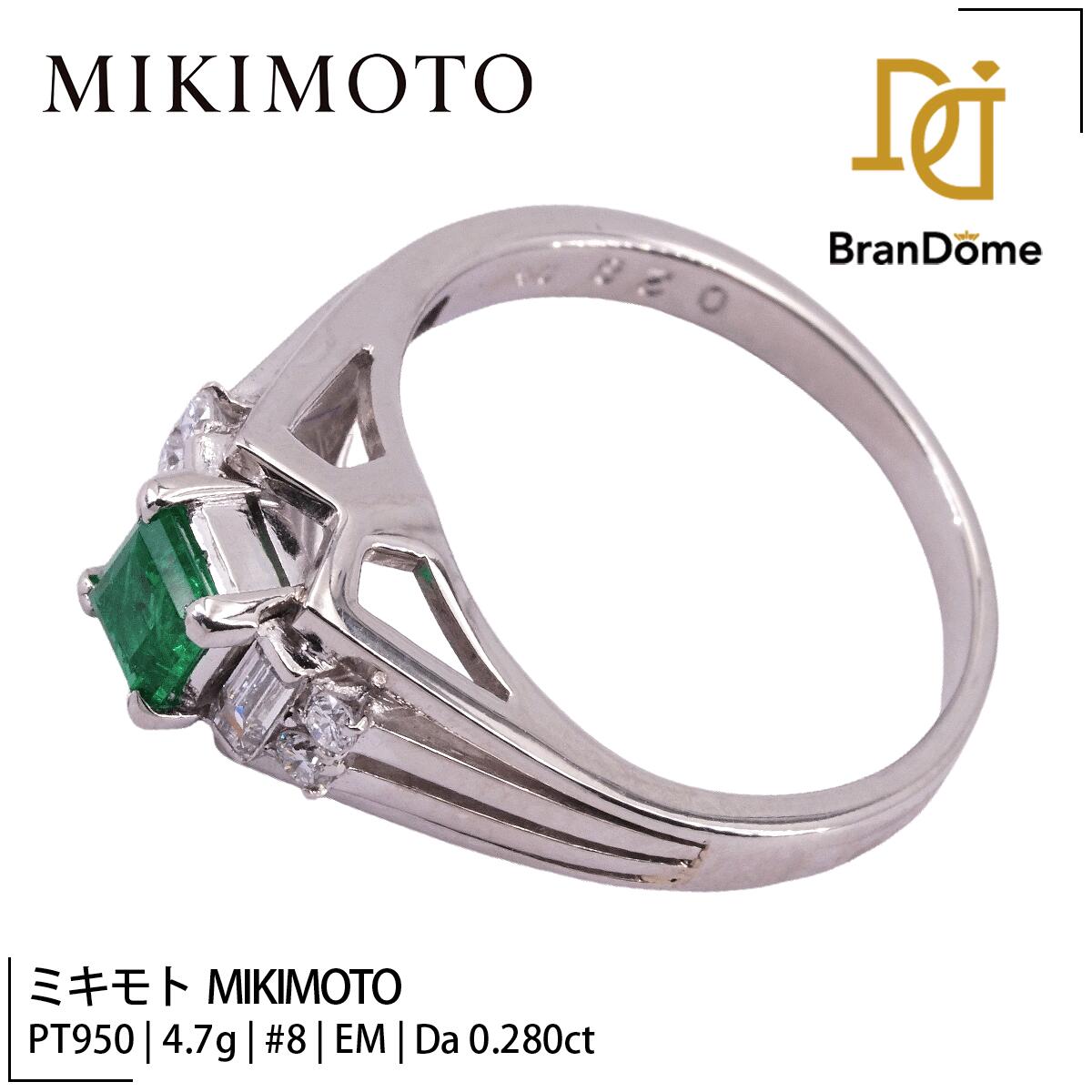 Rakuten - 【中古】 ミキモト MIKIMOTO 御木本 リング ダイヤモンド 0.28ct エメラルド PT950 PT950 プラチナ #48 約8号 指輪 レディース ジュエリー ring