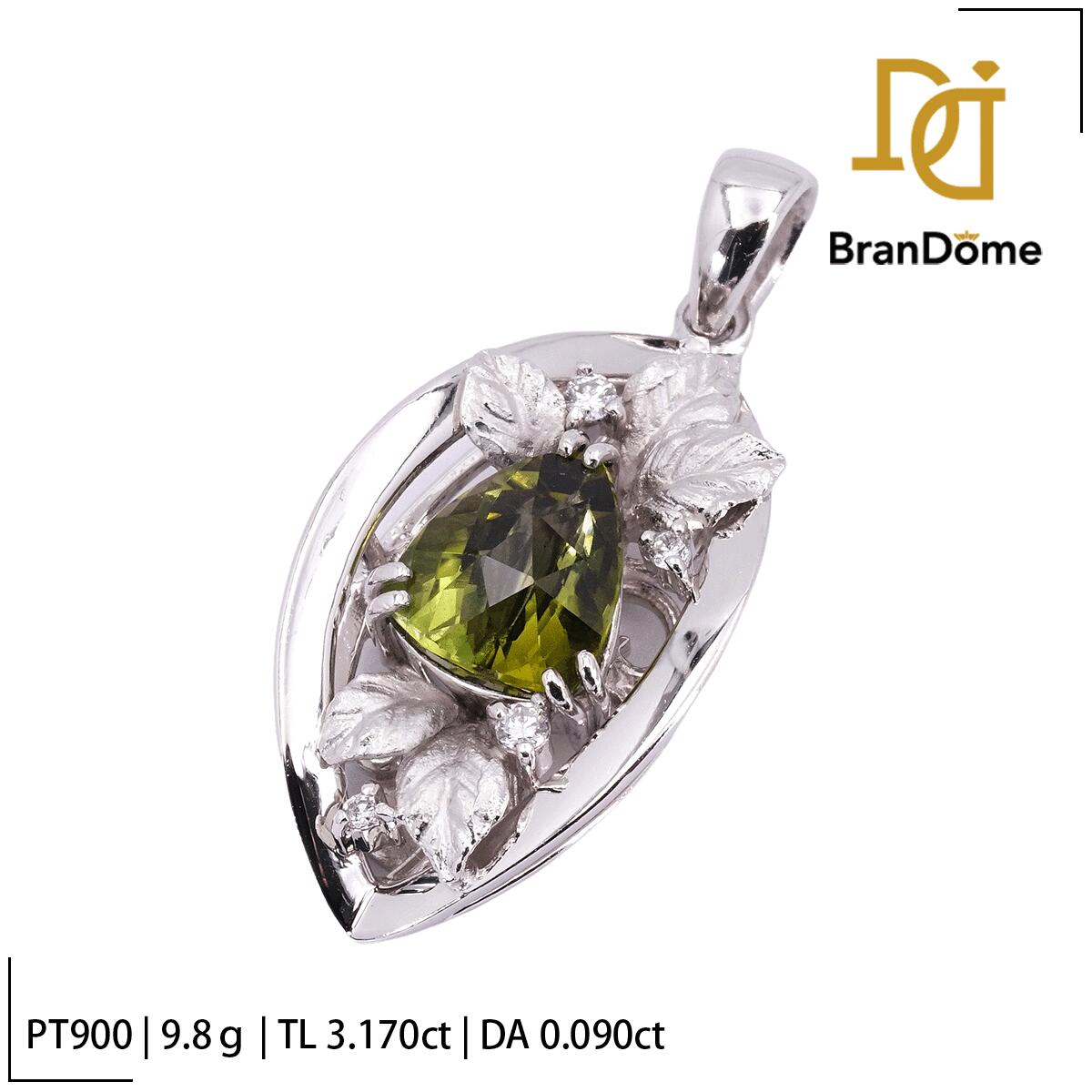 Rakuten - 【中古】 ペンダント トルマリン 3.17ct ダイヤモンド 0.09ct PT900 プラチナ レディース ジュエリー pendant
