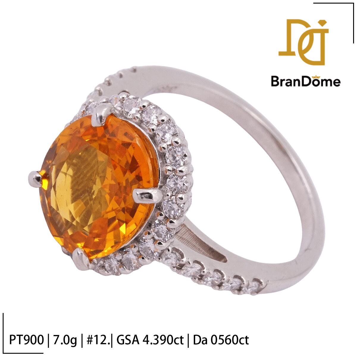 Rakuten - 【中古】 リング ゴールデンサファイア 4.39ct ダイヤモンド 0.56ct PT900 プラチナ #52 約12号 指輪 レディース ジュエリー ring