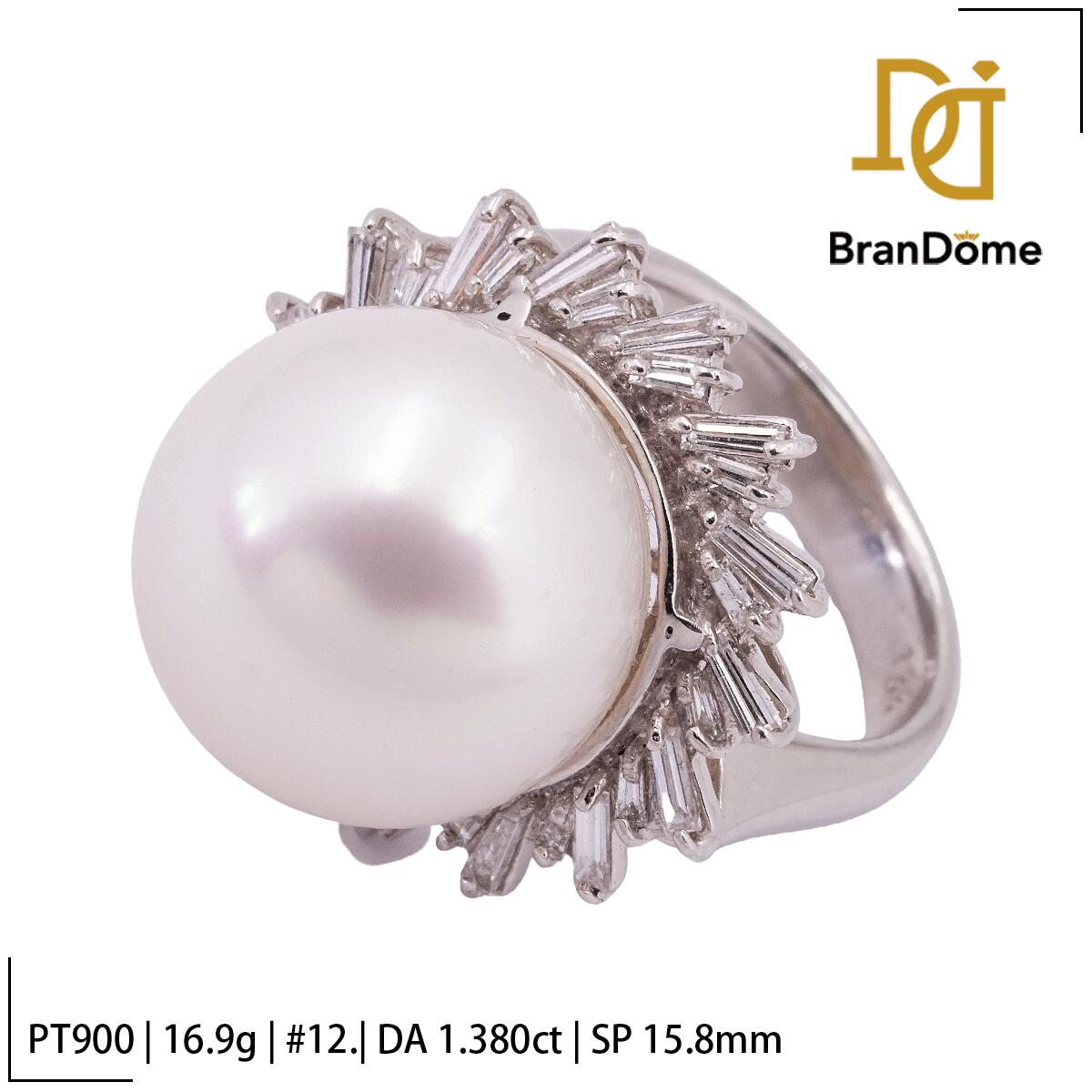 Rakuten - 【中古】 リング フェニックス ダイヤモンド 1.38ct 白蝶真珠 15.3mm PT900 プラチナ #52 約12号 指輪 レディース ジュエリー ring