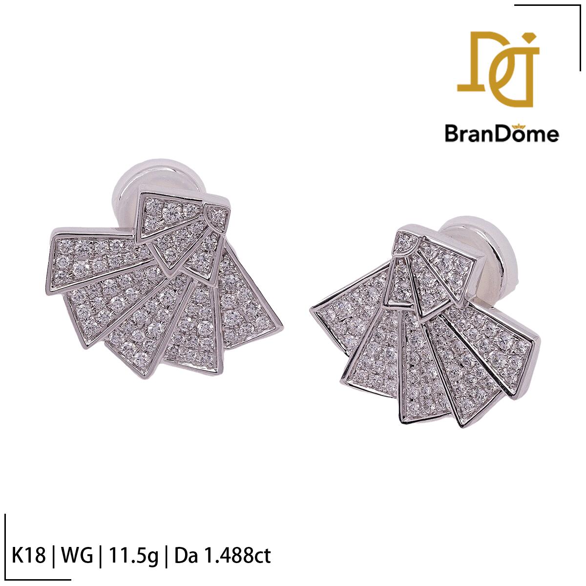 Rakuten - 【中古】 ピアス ダイヤモンド 1.488ct K18 WG ホワイトゴールド 750 レディース ジュエリー pierce