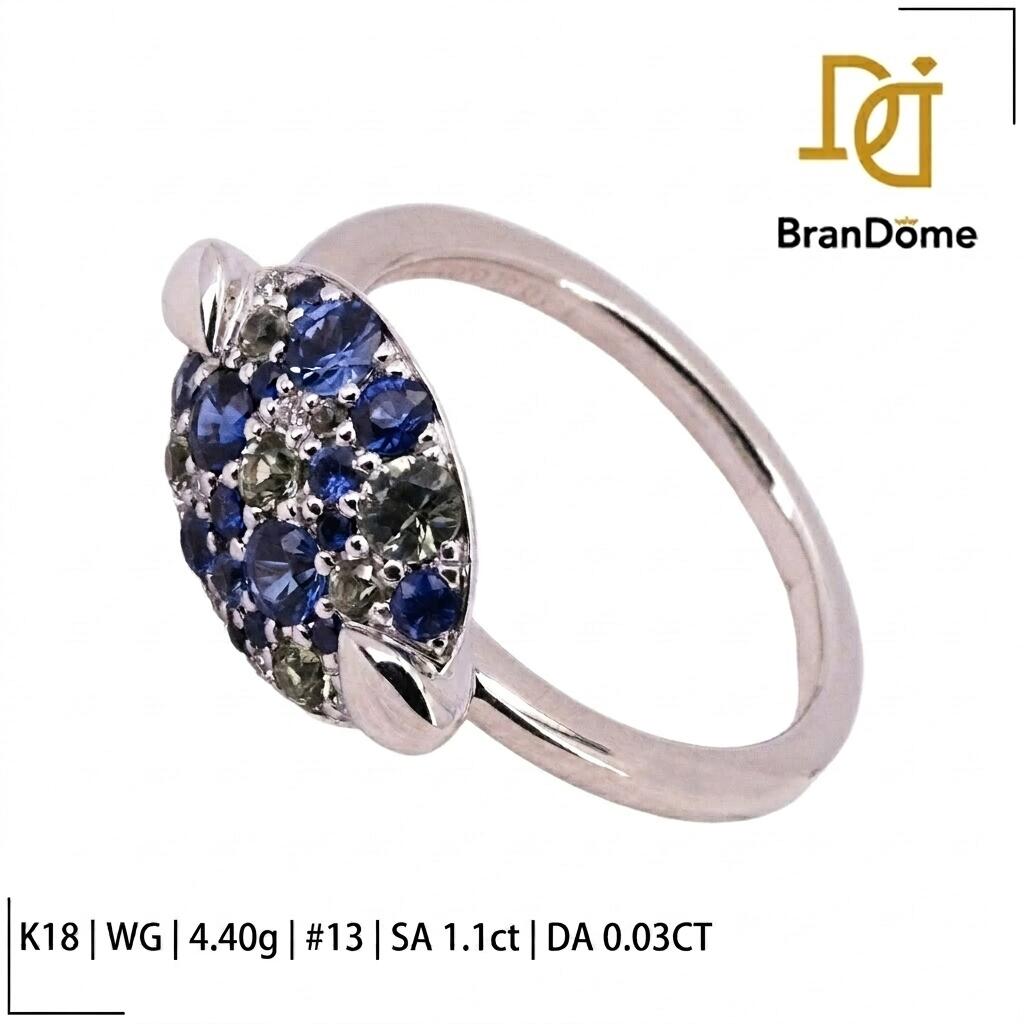 Rakuten - 【中古】 リング サファイア 1.1ct ダイヤモンド 0.03ct K18 WG ホワイトゴールド #53 約13号 指輪 750 レディース ジュエリー ring