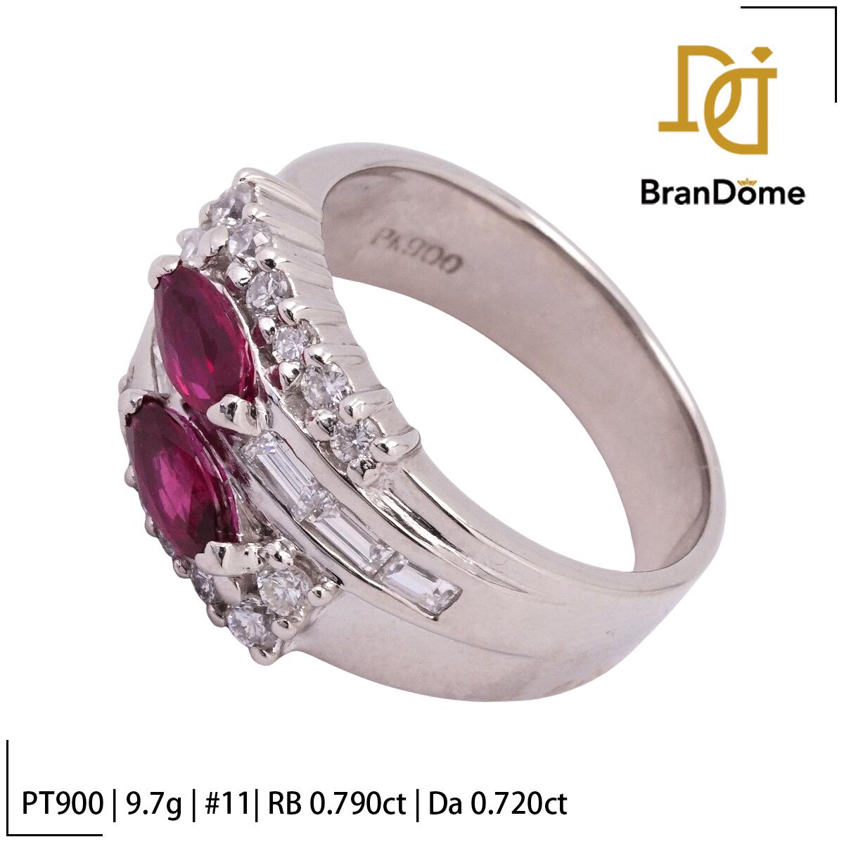 Rakuten - 【中古】 リング ルビー 0.79ct ダイヤモンド 0.72ct PT900 プラチナ #51 約11号 指輪 レディース ジュエリー ring