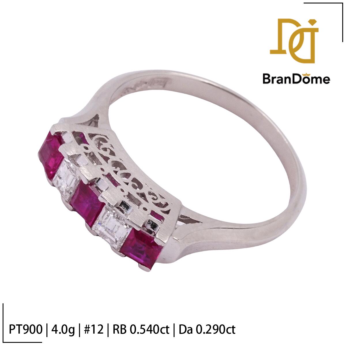 Rakuten - 【中古】 リング ルビー 0.54ct ダイヤモンド 0.29ct PT900 プラチナ #52 約12号 指輪 レディース ジュエリー ring