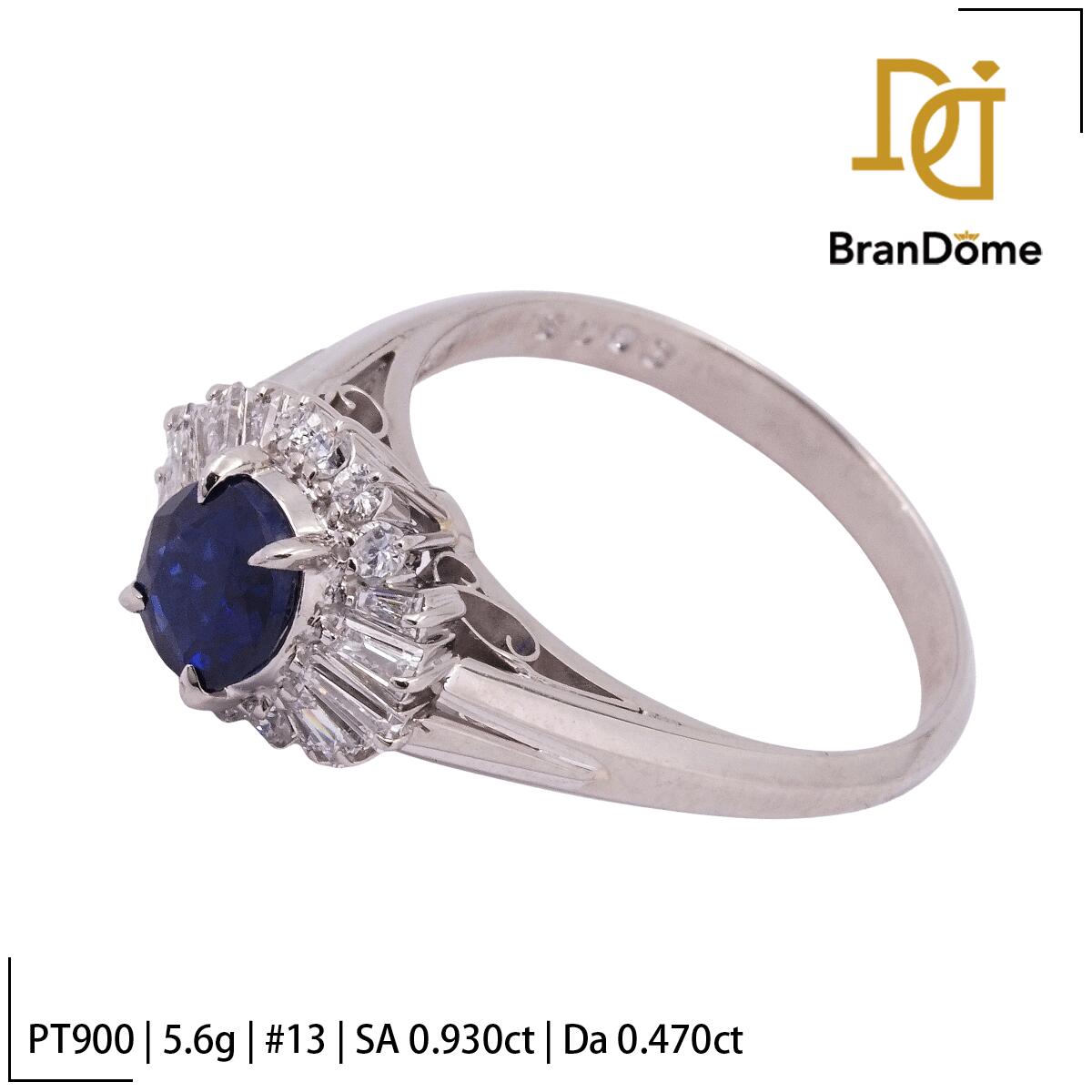 Rakuten - 【中古】 リング サファイア 0.93ct ダイヤモンド 0.47ct PT900 プラチナ #53 約13号 指輪 レディース ジュエリー ring