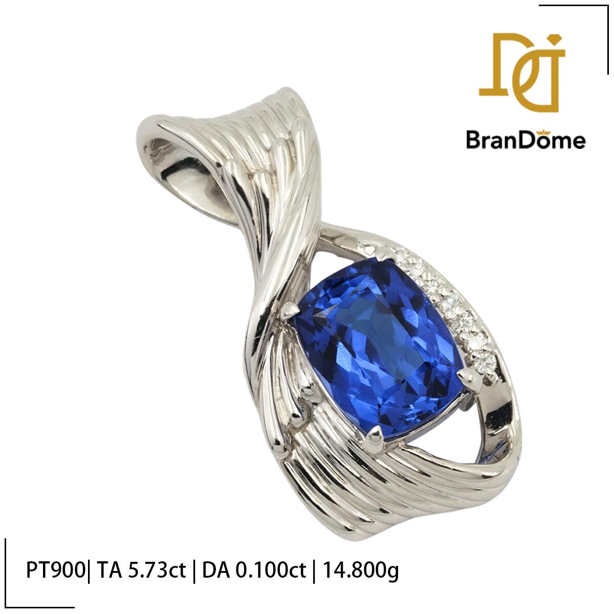 Rakuten - 【中古】 ペンダント タンザナイト 5.730ct ダイヤモンド 0.100ct PT900 プラチナ レディース ジュエリー pendant