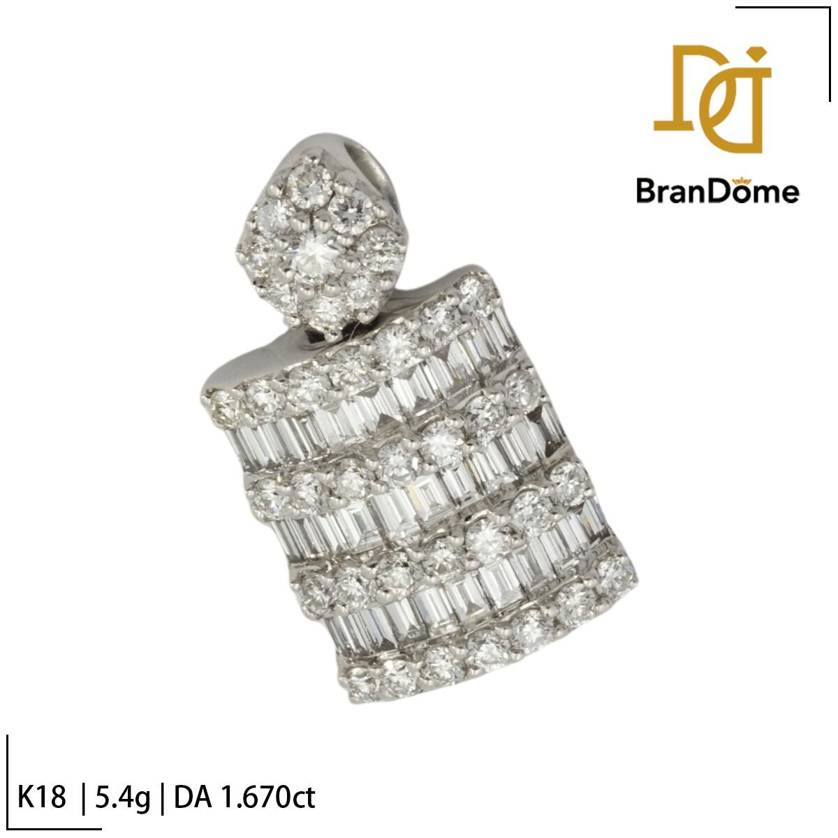 Rakuten - 【中古】 ブランド刻印あり ペンダント ダイヤモンド 1.670ct K18 WG ホワイトゴールド 750 レディース ジュエリー pendant