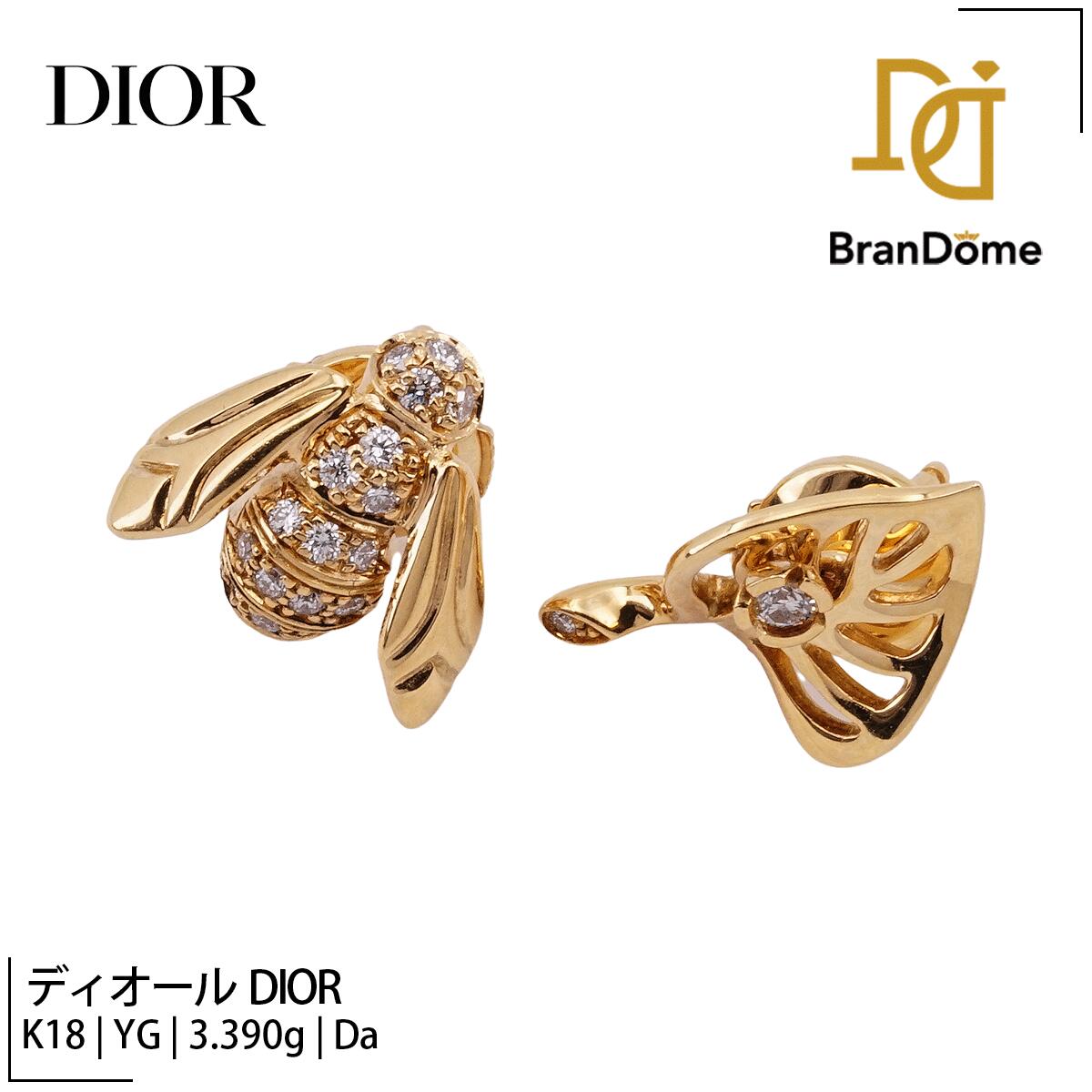 Rakuten - 【中古】 ディオール DIOR ピアス キャッチMECAN ダイヤモンド K18 YG イエローゴールド 750 レディース ジュエリー pierce
