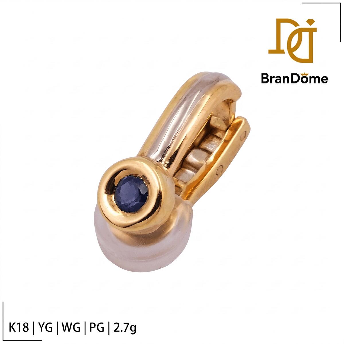 Sapphire - 【中古】 イヤリング 片耳 スリーカラー サファイア K18 YG WG PG イエローゴールド ホワイトゴールド ピンクゴールド 750 レディース ジュエリー earrings