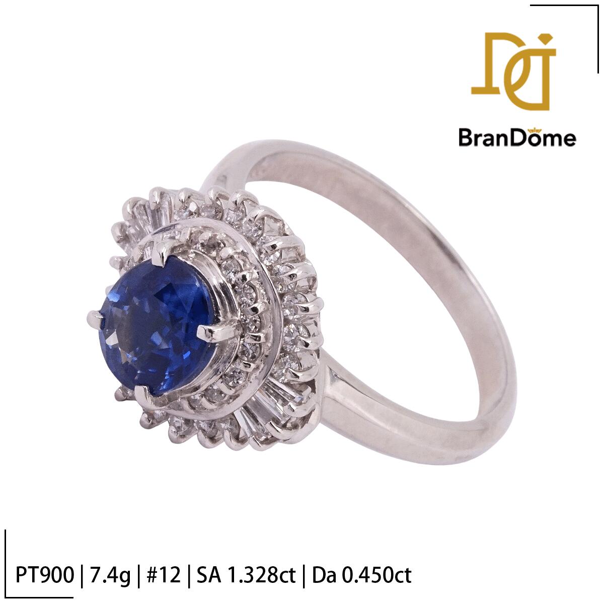 Rakuten - 【中古】 リング サファイア 1.328ct ダイヤモンド 0.45ct PT900 プラチナ #52 約12号 指輪 レディース ジュエリー ring
