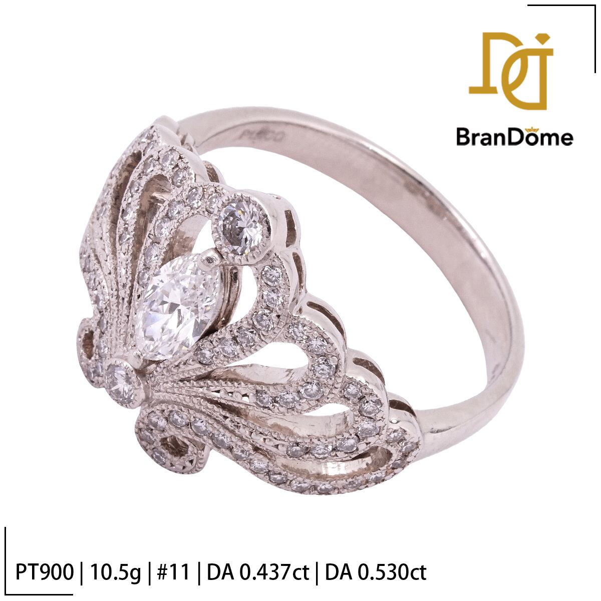 Rakuten - 【中古】 リング ダイヤモンド 0.437ct 0.53ct PT900 プラチナ #61 約21号 指輪 レディース ジュエリー ring