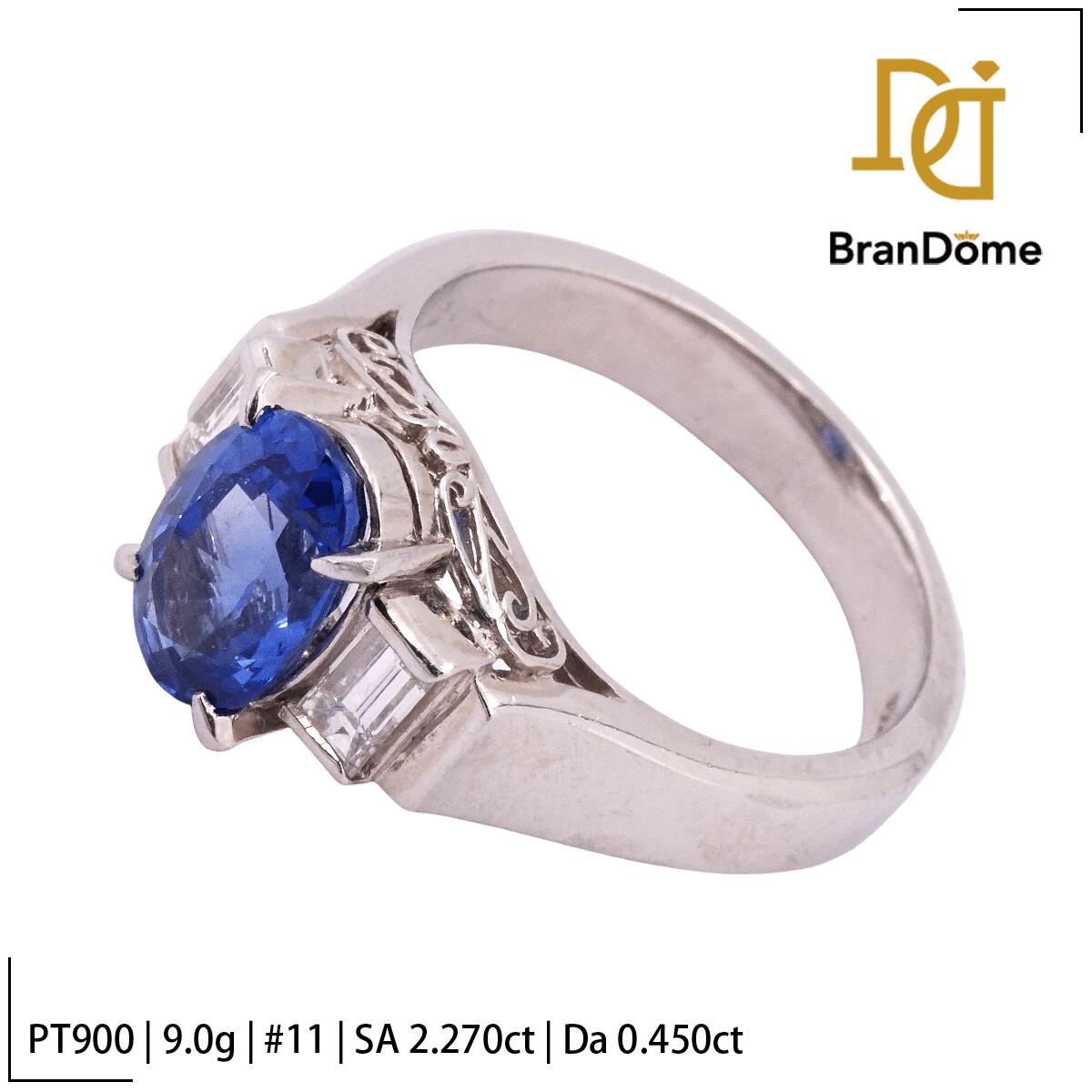 Rakuten - 【中古】 リング サファイア 2.27ct ダイヤモンド 0.45ct PT900 プラチナ #51 約11号 指輪 レディース ジュエリー ring