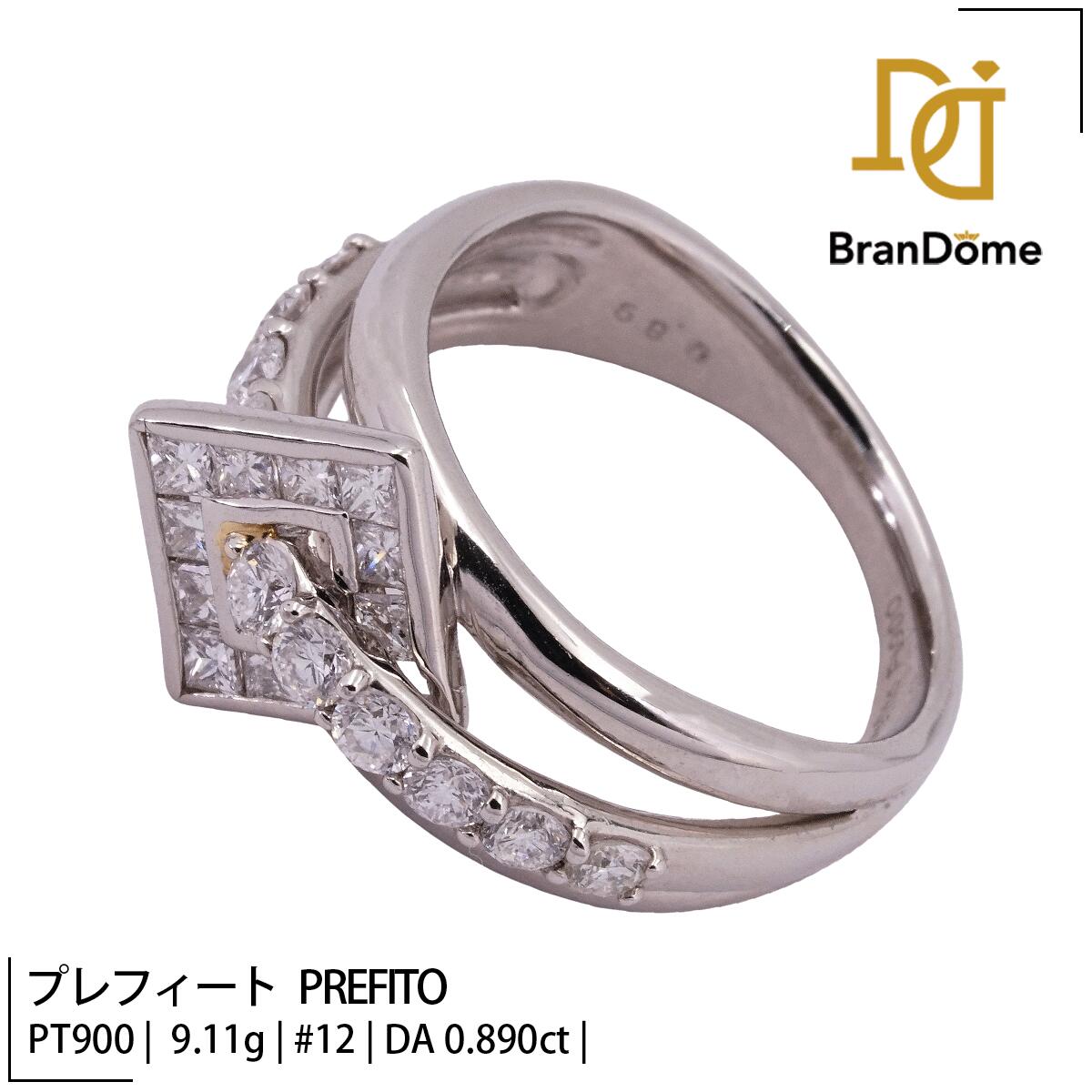 Rakuten - 【中古】 プレフィート PREFITO リング ダイヤモンド 0.89ct PT900 プラチナ #52 約12号 指輪 レディース ジュエリー ring