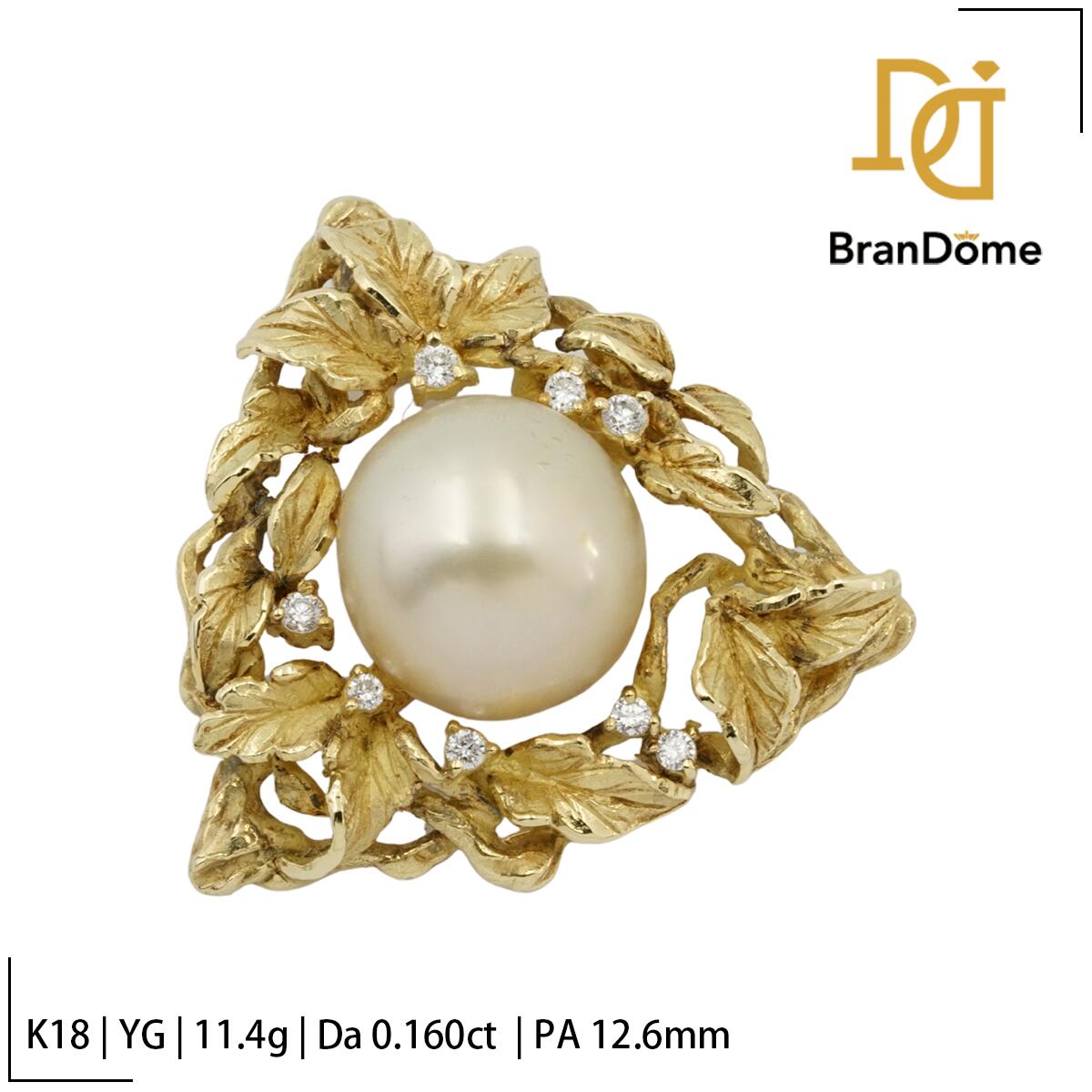 Rakuten - 【中古】 ペンダント ダイヤモンド 0.16ct パール 12.6mm K18 YG イエローゴールド 750 レディース ジュエリー pendant