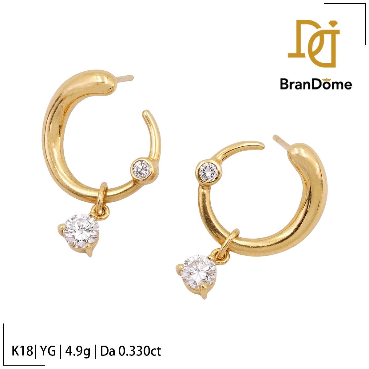 Rakuten - 【中古】 ピアス ダイヤモンド 0.33ct 0.33ct K18 YG イエローゴールド 750 レディース ジュエリー pierce