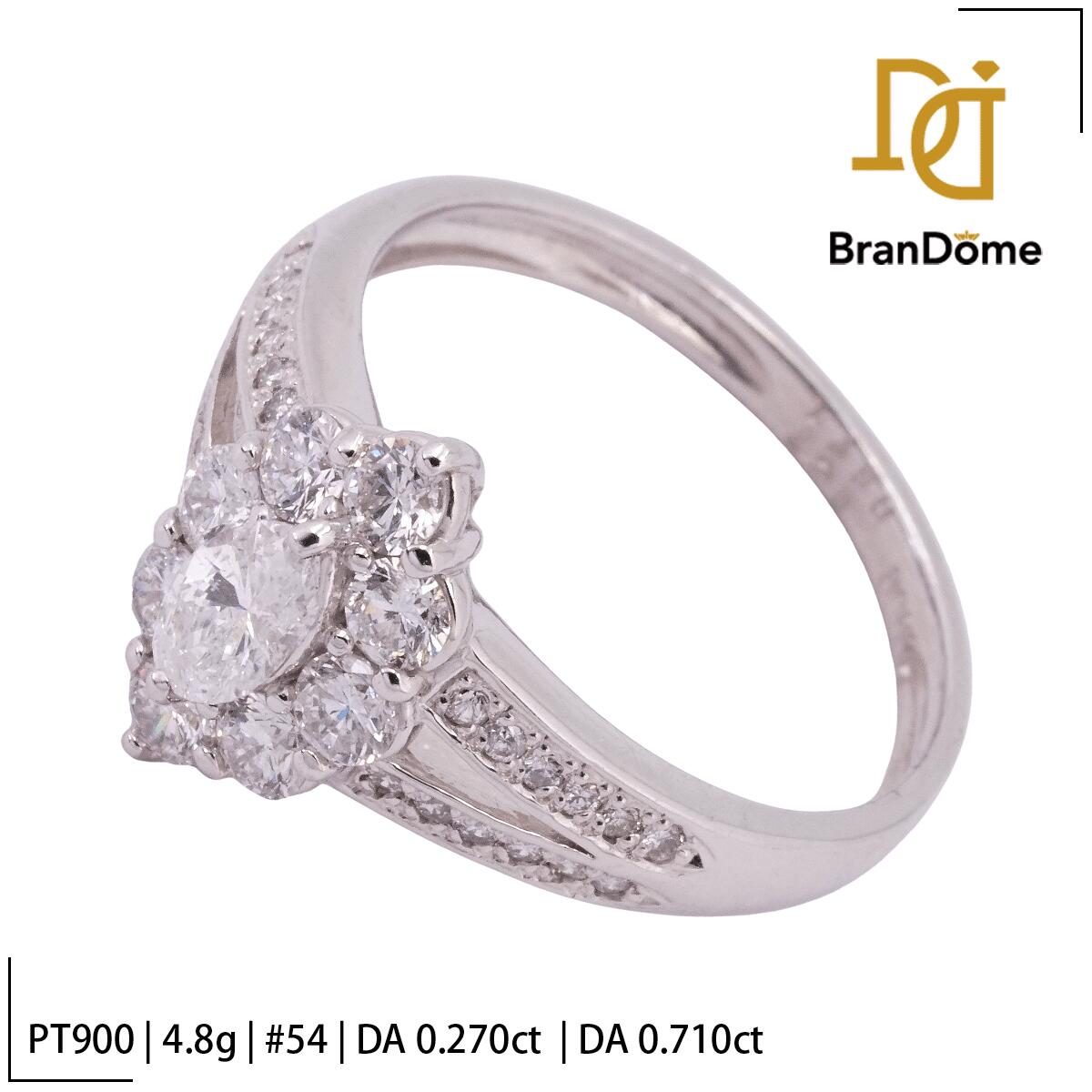 Rakuten - 【中古】 リング ダイヤモンド 0.27ct 0.71ct PT900 プラチナ #54 約14号 指輪 レディース ジュエリー ring
