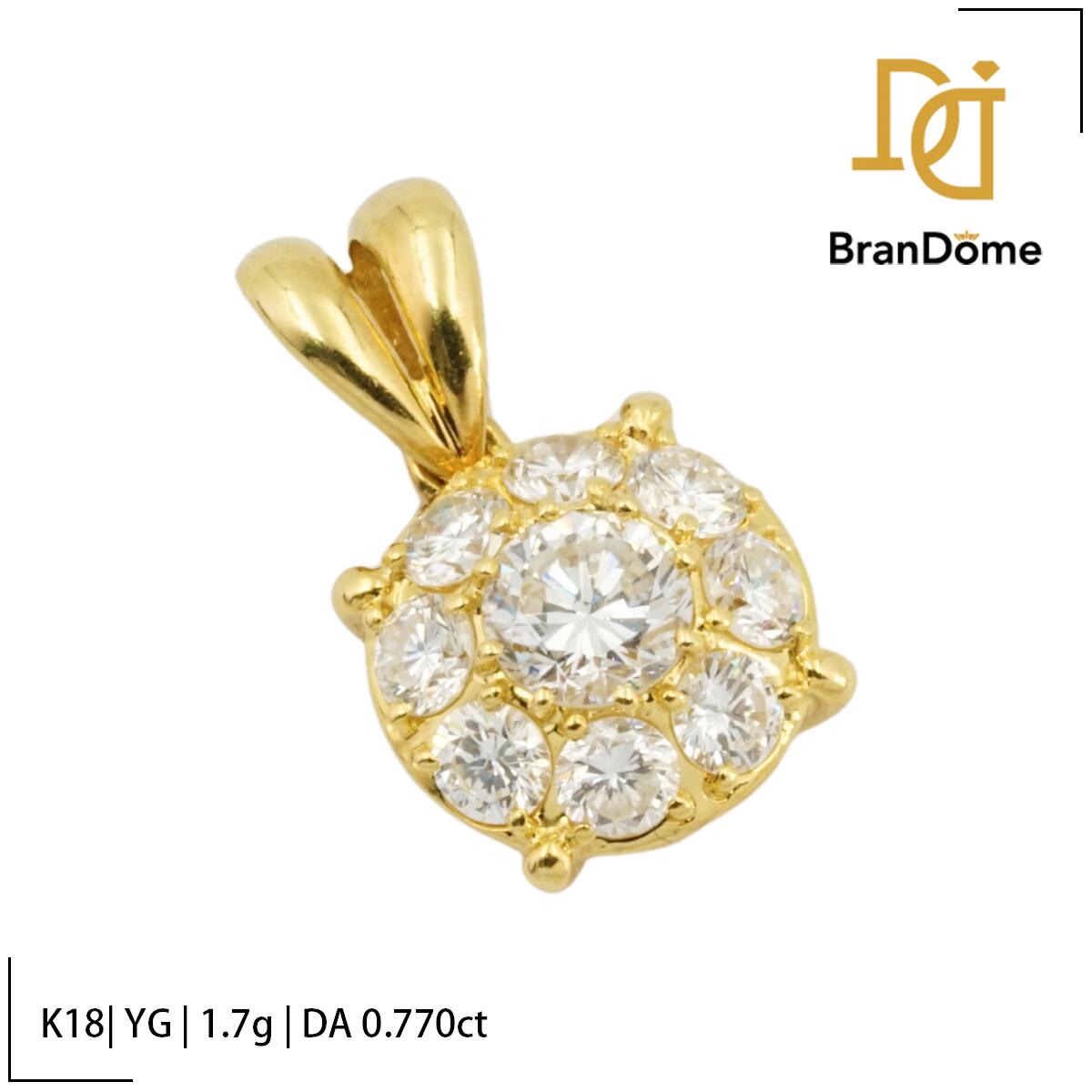 Rakuten - 【中古】 ペンダント ダイヤモンド 0.77ct K18 YG イエローゴールド 750 レディース ジュエリー pendant