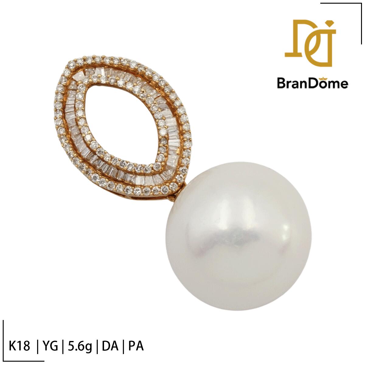 Rakuten - 【中古】 ペンダント ダイヤモンド パール 14.3mm K18 YG イエローゴールド 750 レディース ジュエリー pendant