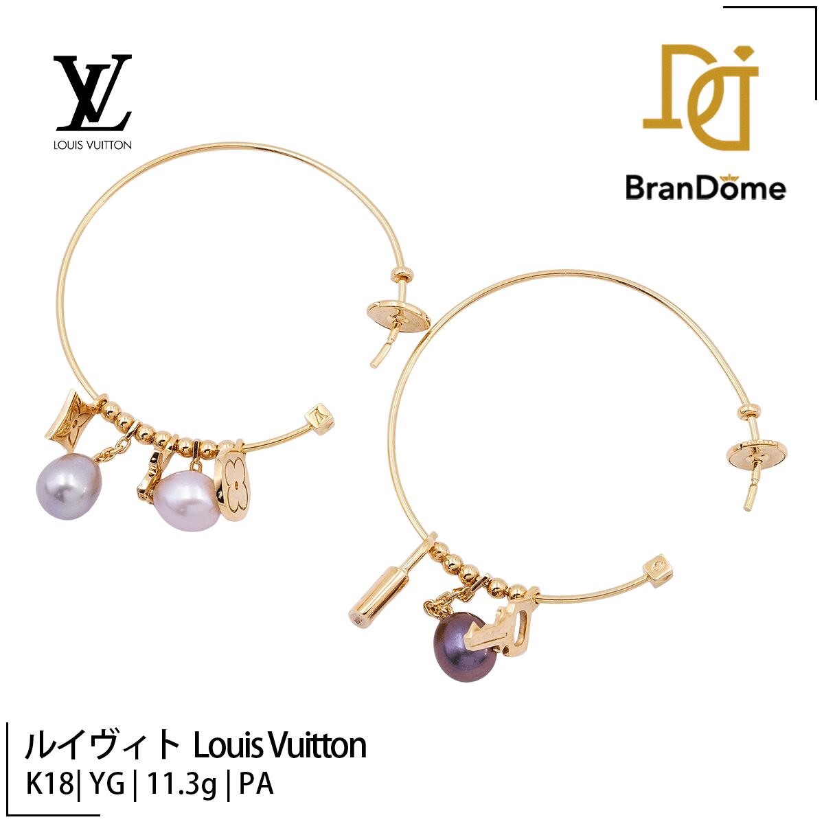 Rakuten - 【中古】 ルイヴィト Louis Vuitton ピアス クレオール フープ パール K18 YG イエローゴールド 750 レディース ジュエリー pierce