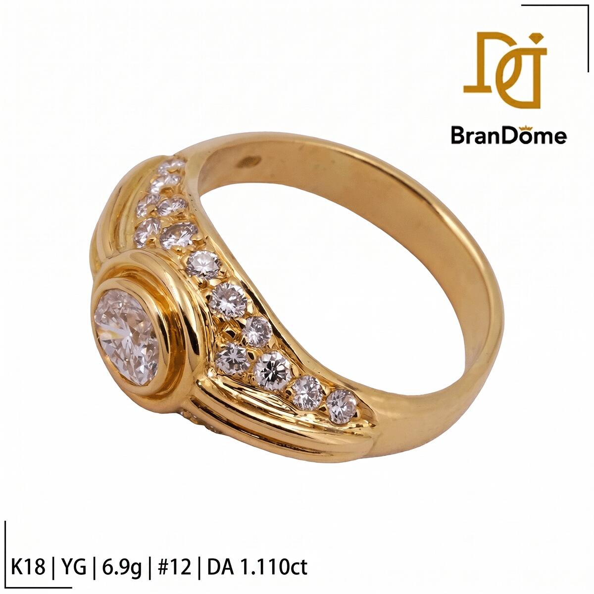 Rakuten - 【中古】 リング ダイヤモンド 1.11ct K18 YG イエローゴールド #52 約12号 指輪 750 レディース ジュエリー ring