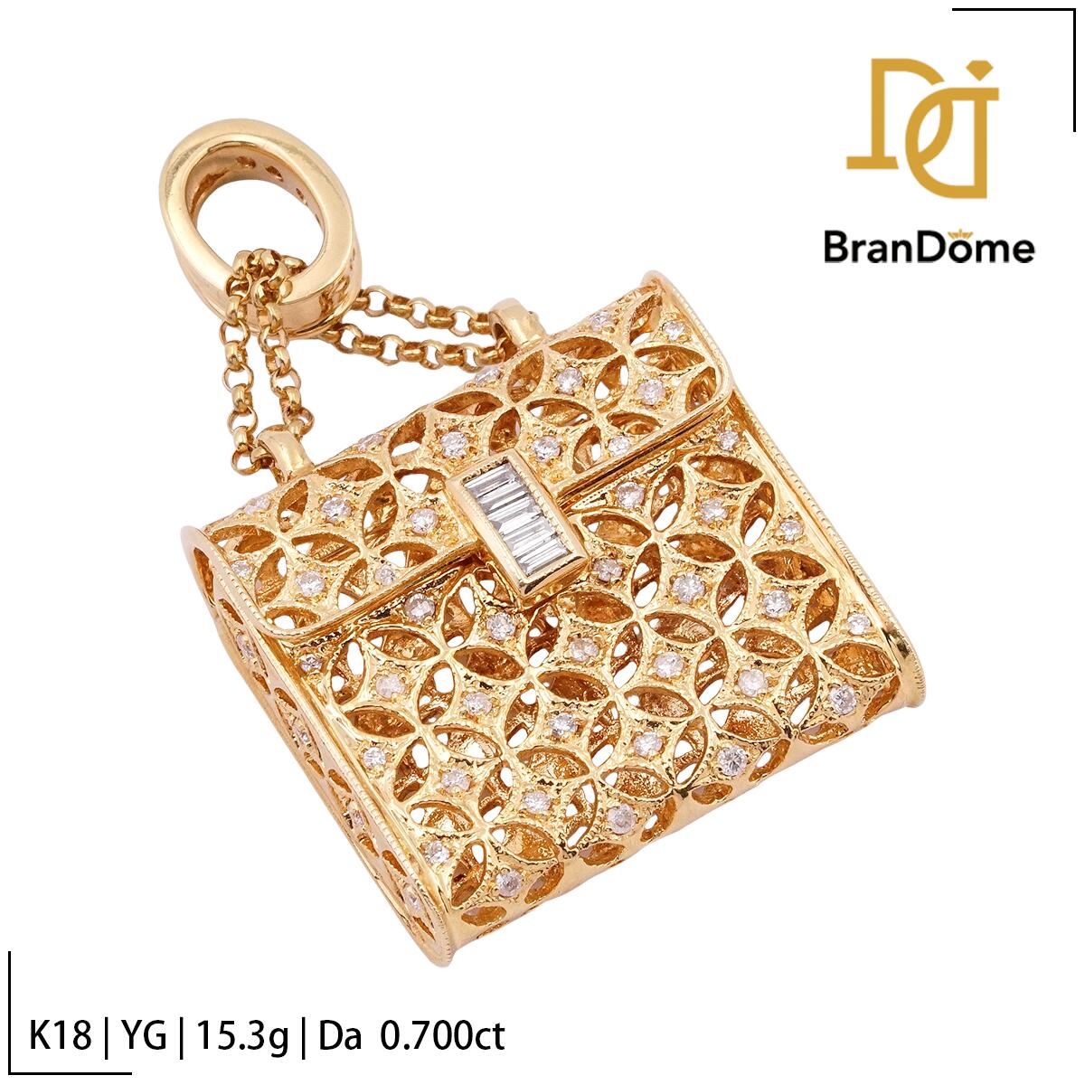 Rakuten - 【中古】 ペンダント バッグチャーム ダイヤモンド 0.7ct K18 YG イエローゴールド 750 レディース ジュエリー pendant
