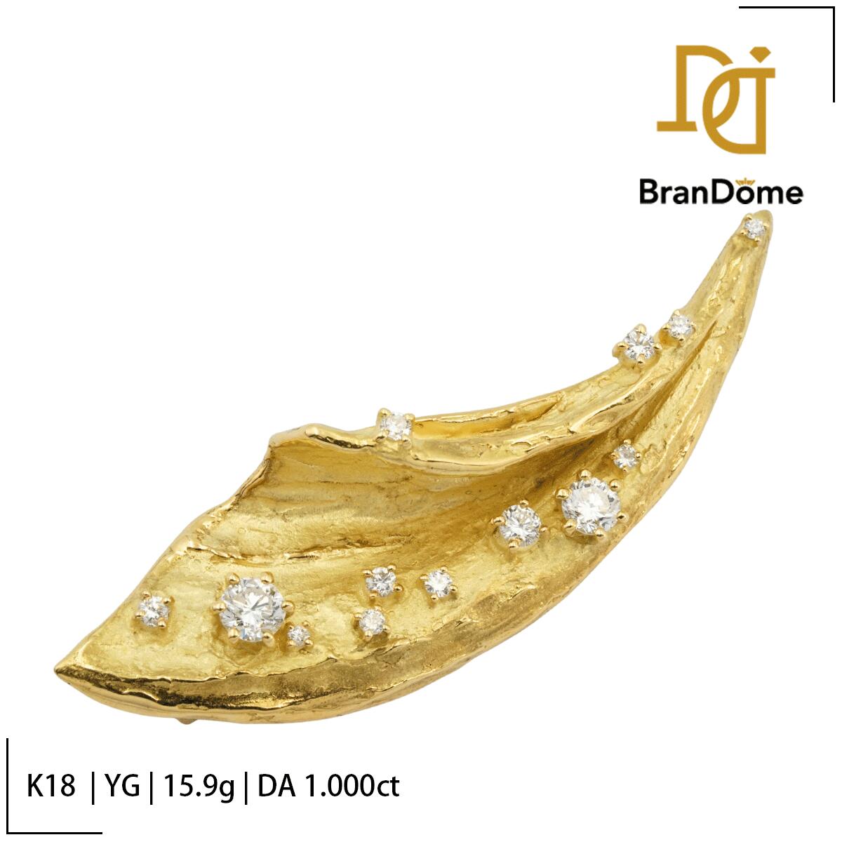 Rakuten - 【中古】 ブローチ ダイヤモンド 1.000ct K18 YG イエローゴールド 750 レディース ジュエリー brooch