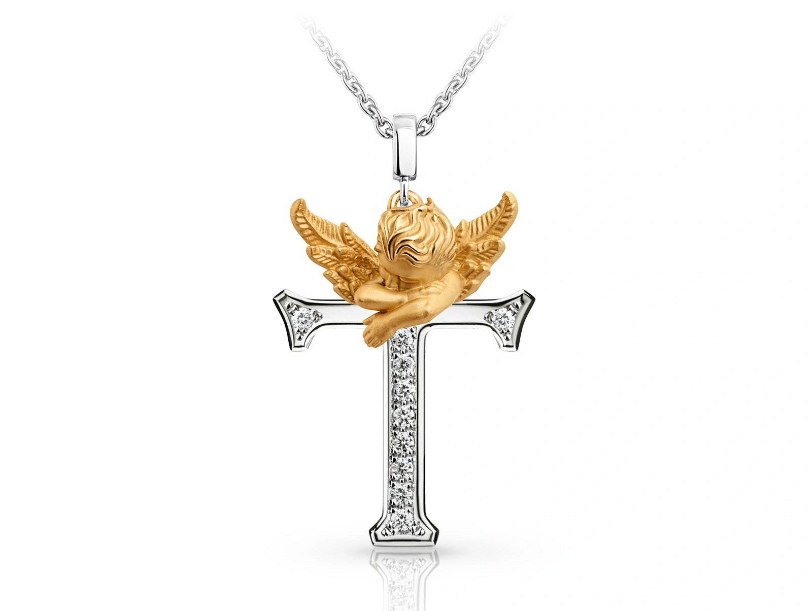 【NEW】Carrera y Carrera カレライカレラ MY ANGEL LETTERS T necklace K18 18金 イエローゴールドyellowgold ホワイトゴールドwhitegold ダイヤモンド 0.09ct 約5.08g チェーン約44cm ジュエリー【新品】