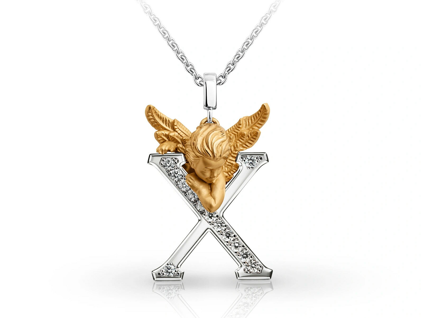 Rakuten - 【NEW】Carrera y Carrera カレライカレラ MY ANGEL LETTERS X necklace K18 18金 イエローゴールドyellowgold ホワイトゴールドwhitegold ダイヤモンド 0.12ct 約5.86g チェーン約44cm ジュエリー【新品】