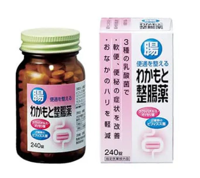 　　　　　　　　≪指定医薬部外品≫ 　　☆★☆ わかもと整腸薬 ☆★☆ 　　　　乳酸菌3種配合の整腸薬 この医薬品は、薬剤師、登録販売者に相談のうえ、『使用上の注意』をよく読んでお使いください。 このような方におすすめ 　●便秘気味の方 　●軟便気味の方 　●お腹が張る方 　●腸の老化からくる便秘・軟便が気になる方 わかもと整腸薬の特長 ■2種類のビフィズス菌が、主に大腸で有害菌の増殖を抑えて、おなかの調子を整えます。 ■ガッセリ菌が、主に小腸で有害菌の増殖を抑えて、おなかの調子を整えます。 ■1回2錠の服用で整腸効果を発揮します。 わかもと整腸薬の成分表示　6錠中 　ビフィズス菌・・・72mg 　ラクトミン・・・36mg 添加物として 乳糖水和物、バレイショデンプン、粉末還元麦芽糖水アメ、ボピドン、ステアリン酸マグネシウムを含有します。 わかもと整腸薬の効能効果 整腸（便通を整える）、便秘、軟便、腹部膨満感 わかもと整腸薬の用法・用量 次の量を食後に、水又はぬるま湯で服用して下さい。 　成人（15才以上）・・・1回2錠　1日3回 　5才以上15才未満・・・1回1錠　1日3回 　※5才未満の方は服用しないこと 保管及び取扱い上の注意 ・直射日光の当たらない湿気の少ない涼しい所に密栓して保管してく ださい。 ・小児の手のとどかない所に保管してください。 ・他の容器に入れ替えないでください。（誤用の原因になったり品質が変わります。） ・ 服用のつどフタをよくしめてください。（湿気などの影響で品質がかわります。） 　また、ぬれた手で扱わないでください。 ・使用期限を過ぎた製品は服用しないでください。 ・一度開封した後は、品質保持の点から用法・用量どおりになるべく早く服用してください。 ・錠剤に微少な斑点が見受けられることがありますが、これは成分によるもので、品質には問題ありません。 商品名 わかもと整腸薬 内容量 240錠 保存方法 直射日光を避け、湿気の少ない涼しい所に保存してください。 使用期限 1年未満の商品は、販売いたしません。 広告文責 有限会社 横川ヤマト 登録販売者 山田秀文（ヤマダヒデフミ） TEL 082-295-1732 メーカー わかもと製薬 お客様相談窓口 03-3279-1221（9：00～17：00）土・日・祝除く 製造・区分 日本・指定医薬部外品 JANコード 4987243124105 &nbsp;副作用被害救済制度の問い合わせ先 （独）医薬品医療機器総合機構 （フリーダイヤル）0120-149-931 購入時のの注意点 ・予告無くパッケージが変更になる場合がありますので予めご了承ください。 ・製造・取扱い中止の場合はキャンセル処理をさせて頂く場合がございます。 ・仕入れ先の状況により納期期限より遅れる場合、欠品する場合がございますので予めご了承ください。 ・お客様のご都合によるご注文内容の変更・キャンセル・返品・交換はお受けできません。 ・開封後の返品・交換は一切お受けできません。 ■相談すること 1.医師の治療を受けている人 2.次の場合は、直ちに使用を中止し、この文書を持って医師または薬剤師に相談して下さい。 　1ヶ月位服用しても症状がよくならない場合 3.次の症状が見られた場合には、服用を中止し、医師又は薬剤師に相談してください。 　軟便・下痢血圧が高めの方歯槽膿漏が気になる鼻の疾患でお悩みの方耳の疾患でお悩みの方アレルギー体質の方腎疾患が気になるどうき・息切れ便秘でお困りの方痔のお薬喉の渇きが気になる乳腺炎でお悩みの方眼精疲労炎症性・化膿性疾患せき・たんストレスが気になる滋養強壮しびれが気になるむくみが気になる胃腸が気になる神経痛・リウマチ不眠でお悩みの方排尿困難更年期が気になるだるさ・やる気肝疾患が気になる生活習慣病健康美容が気になる肝臓疾患でお悩みの方アレルギー鼻炎気になる脂肪生理不順の方皮膚炎が気になる介護系商品デリケートゾーン生活習慣病でお悩みの方気になる健康茶気になる植物多糖類おすすめの乳酸菌アサイ有機ゲルマニウムオーサワジャパン正官庄高麗人参デンタルケア赤ちゃんの夜泣きうっかりが気になる気になる乳酸菌