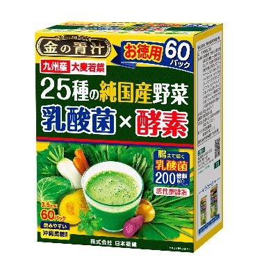 金の青汁 25種の純国産野菜 乳酸菌×酵素（3.5g×60袋）4個セット【送料無料】日本薬健