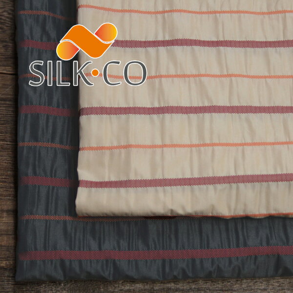 乐天商城 - イタリー Silk-Co ポリエステル ワッシャータフタ 地織りオルタネートボーダー 全2色 A[オーダーカット生地 10cm単位] 【RCP】