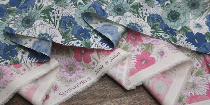 コットン ブロード エレガントアネモネフラワーガーデンプリント グラデーションカラー 全2色 Noble Flower Garden SEVENBERRY #M[オーダーカット生地 10cm単位] 【RCP】