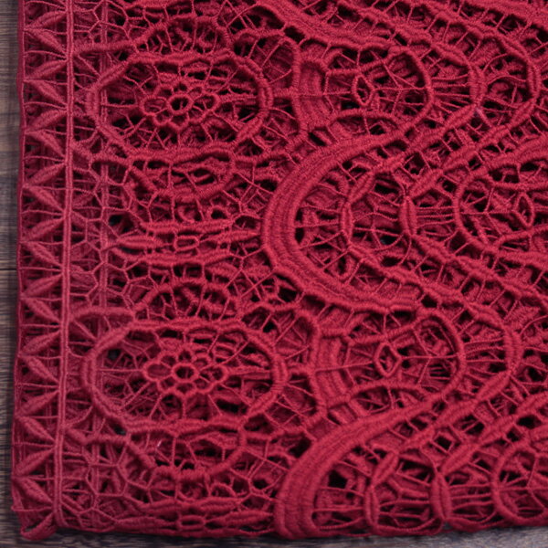 ポリエステル ケミカルレース 極厚地 フラワー＆波々ワイドボーダー トマトレッド N[オーダーカット生地 10cm単位] 【RCP】のサムネイル